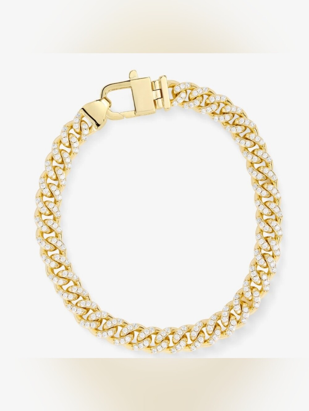 Pavé Julian Cuban Chain Bracelet Gold with White Diamondettes